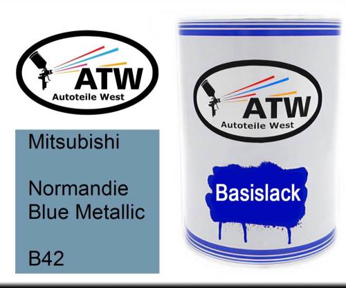 Mitsubishi, Normandie Blue Metallic, B42: 500ml Lackdose, von ATW Autoteile West.